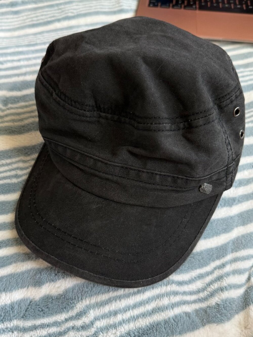 Black Military Style Cotton Cadet Cap